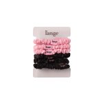 Small Satin Scrunchies 6 Piece Set - Black and Blush